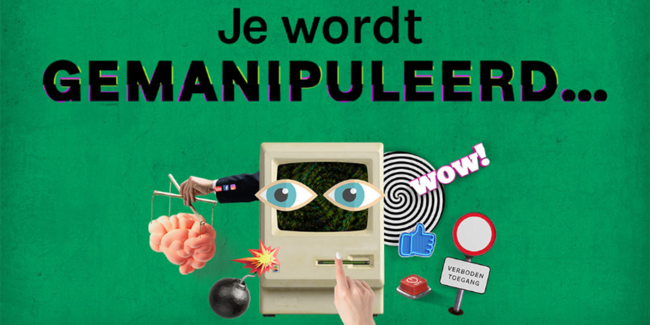 afbeelding van een computer met ogen en tekeningen van een bommetje, een like handje, hersenenen, etc eromheen kortecursusbof 880