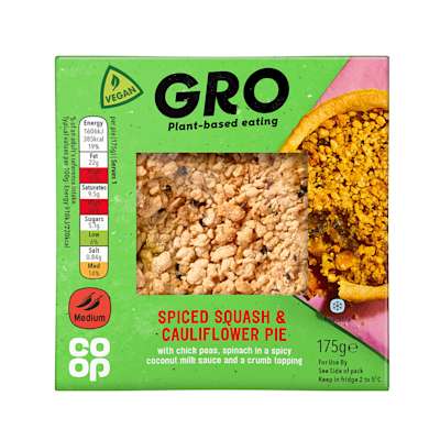 GRO Spiced Squash & Cauliflower Pie 175g GRO Spiced Squash & Cauliflower Pie 175g