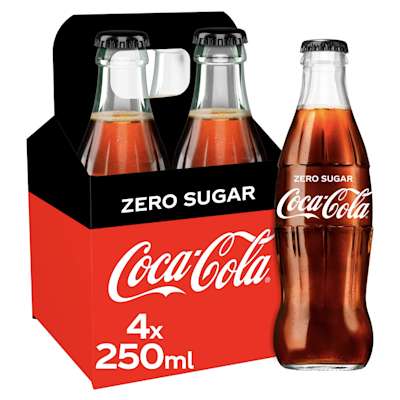 Coca Cola Zero Sugar Glass Bottle 4x250ml Coca Cola Zero Sugar Glass Bottle 4x250ml