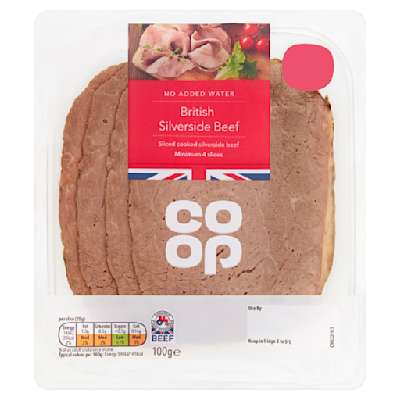 Co-op Sliced cooked British Beef Silvers 100g Co-op Sliced cooked British Beef Silvers 100g