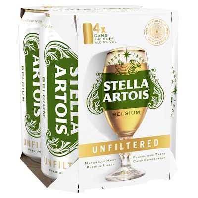 Stella Artois Unfiltered Can 4x440ml Stella Artois Unfiltered Can 4x440ml