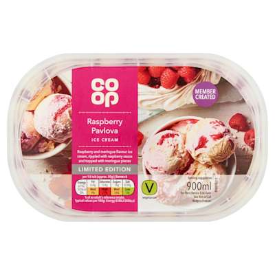 Co-op Raspberry Pavlova Ice Cream 900ml Co-op Raspberry Pavlova Ice Cream 900ml