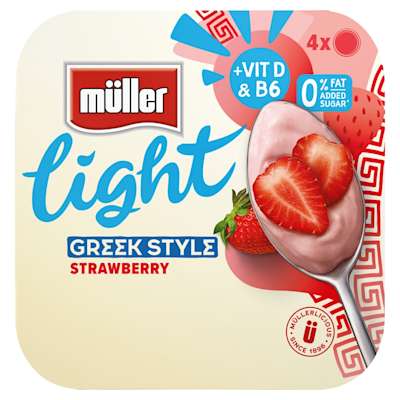 Muller Light Greek Strawberry 4x115g Muller Light Greek Strawberry 4x115g