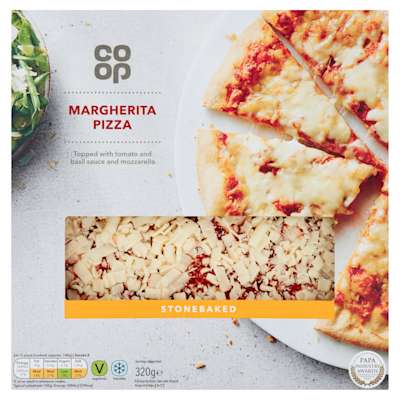 Co-op Stonebaked Thin & Crispy Margherita Pizza 320g Co-op Stonebaked Thin & Crispy Margherita Pizza 320g