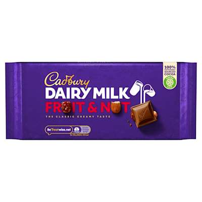 Cadbury Dairy Milk Fruit & Nut Chocolate Bar 200g Cadbury Dairy Milk Fruit & Nut Chocolate Bar 200g