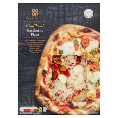 Co-op Irresistible Wood Fired Margherita Pizza 510g Co-op Irresistible Wood Fired Margherita Pizza 510g