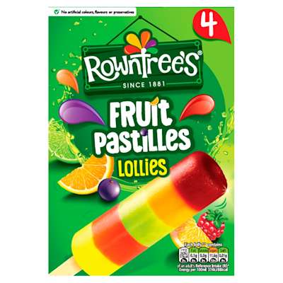 Rowntrees Fruit Pastilles Lollies 4x65ml Rowntrees Fruit Pastilles Lollies 4x65ml