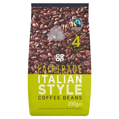 Co-op Fairtrade Italian Style Coffee Beans 200g Co-op Fairtrade Italian Style Coffee Beans 200g