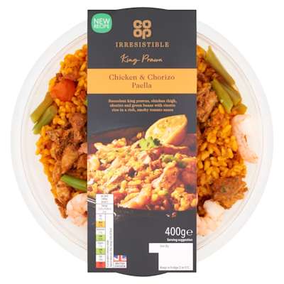 Co-op Irresistible King Prawn Chicken & Chorizo Paella 400g Co-op Irresistible King Prawn Chicken & Chorizo Paella 400g