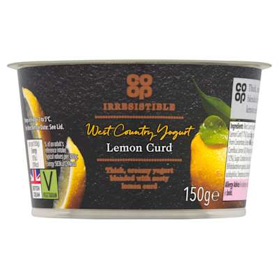 Co-op Irresistible West Country Lemon Curd Yogurt 150g Co-op Irresistible West Country Lemon Curd Yogurt 150g