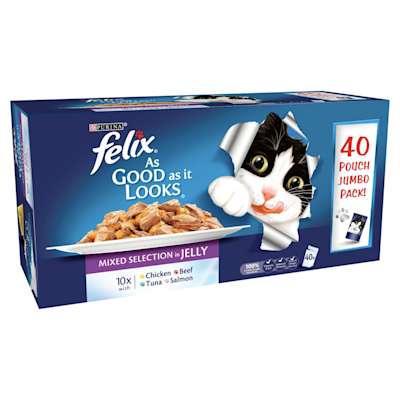 Felix As Good As It Looks Chunks In Jelly Mixed Pouch 40x100g Felix As Good As It Looks Chunks In Jelly Mixed Pouch 40x100g