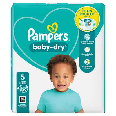 Pampers Baby Dry Size 5 Nappies Essential Pack 39s Pampers Baby Dry Size 5 Nappies Essential Pack 39s