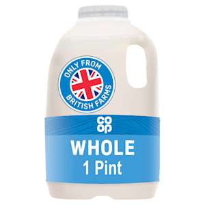 Co-op 1 Pint Fresh Whole Milk 568ml Co-op 1 Pint Fresh Whole Milk 568ml