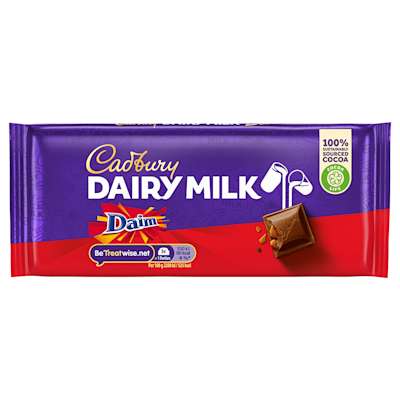 Cadbury Dairy Milk Daim Chocolate Bar 120g Cadbury Dairy Milk Daim Chocolate Bar 120g