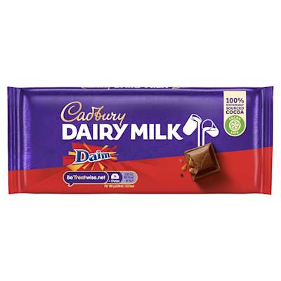 Cadbury Dairy Milk Daim Chocolate Bar 120g Cadbury Dairy Milk Daim Chocolate Bar 120g