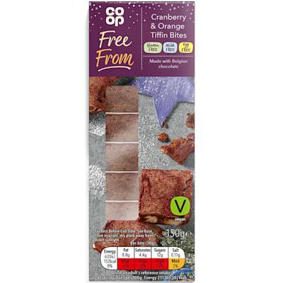 Co-op Free From Cranberry and Orange Tiffin Bites 150g - Gluten, Milk & Egg Free Co-op Free From Cranberry and Orange Tiffin Bites 150g - Gluten, Milk & Egg Free