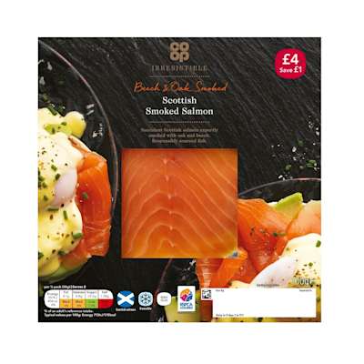 Co-op Irresistible Beech and Oak Smoked Salmon 100g Co-op Irresistible Beech and Oak Smoked Salmon 100g