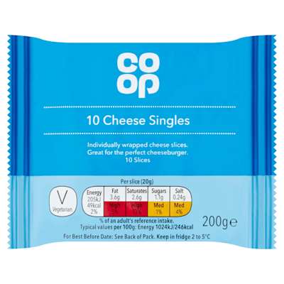 Co-op 10 Cheese Singles 200g Co-op 10 Cheese Singles 200g