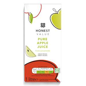 Co-op Honest Value Pure Apple Juice 1 Ltr Co-op Honest Value Pure Apple Juice 1 Ltr