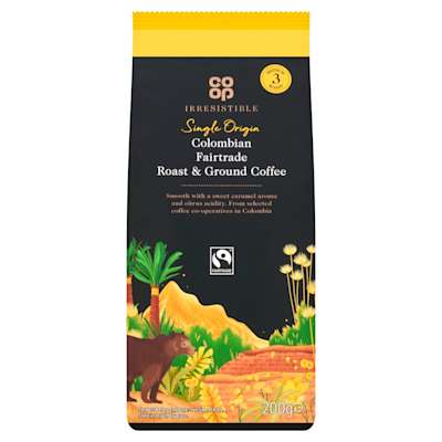 Co-op Irresistible Fairtrade Colombian R&G Coffe 200G Co-op Irresistible Fairtrade Colombian R&G Coffe 200G