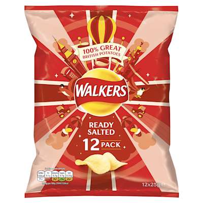 Walkers Ready Salted Crisps 12x25g Walkers Ready Salted Crisps 12x25g
