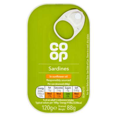 Co-op Sardines in Sunflower Oil 120g Co-op Sardines in Sunflower Oil 120g