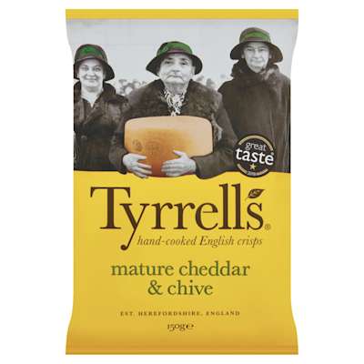 Tyrrells Cheddar and Chives Potato Chips 150g Tyrrells Cheddar and Chives Potato Chips 150g