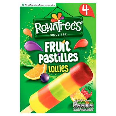 Rowntree's Fruit Pastilles Ice Lollies 4x65ml Rowntree's Fruit Pastilles Ice Lollies 4x65ml