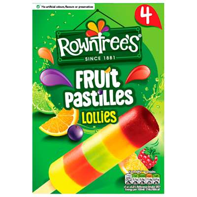 Rowntree's Fruit Pastilles Ice Lollies 4x65ml Rowntree's Fruit Pastilles Ice Lollies 4x65ml