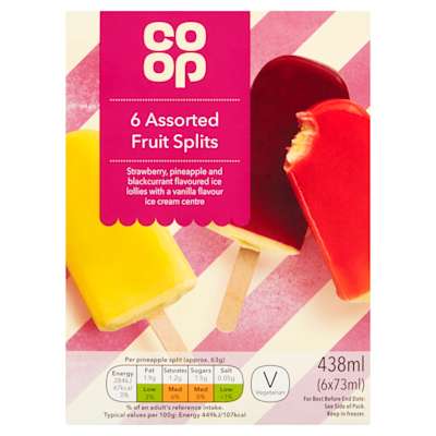 Co-op Assorted Fruit Splits 6 x 73ml Co-op Assorted Fruit Splits 6 x 73ml