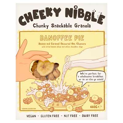 Cheeky Nibble Banoffee Pie Banana and Caramel Flavoured Oat Clusters 460g Cheeky Nibble Banoffee Pie Banana and Caramel Flavoured Oat Clusters 460g