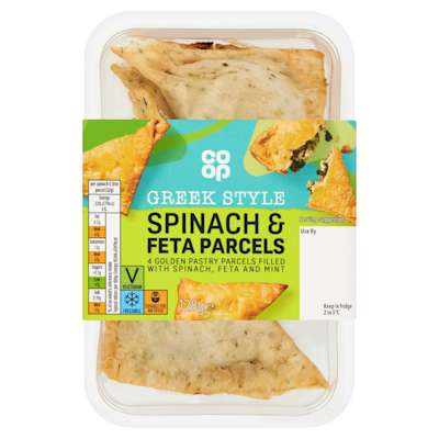 Co-op Greek Style Spinach & Feta Parcels 128g Co-op Greek Style Spinach & Feta Parcels 128g