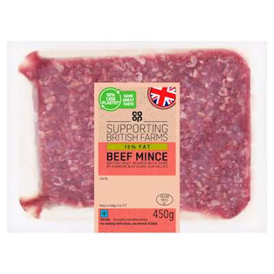 Co-op British 15% Fat Mince 450g Co-op British 15% Fat Mince 450g