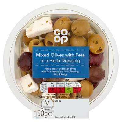 Co-op Mixed Olives & Feta 150g Co-op Mixed Olives & Feta 150g