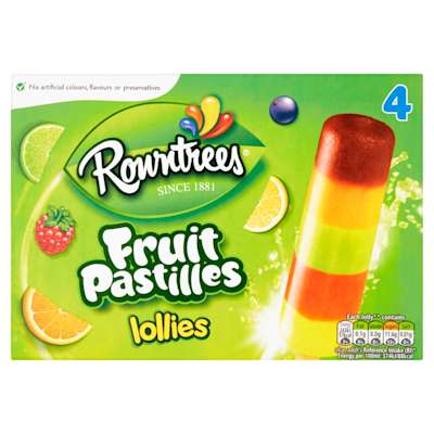Nestle Rowntree Fruit Pastille Ice Lollies 4x65ml Nestle Rowntree Fruit Pastille Ice Lollies 4x65ml