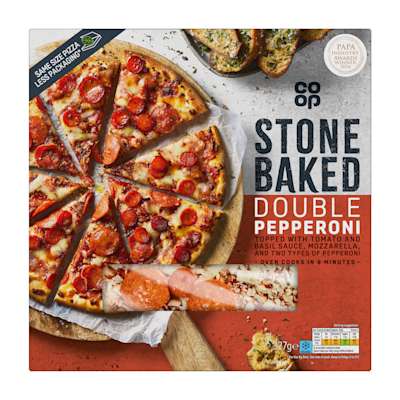 Co-op Stonebaked Thin & Crispy Double Pepperoni Pizza 327g Co-op Stonebaked Thin & Crispy Double Pepperoni Pizza 327g