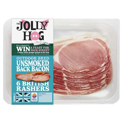The Jolly Hog Unsmoked Back Bacon 200g The Jolly Hog Unsmoked Back Bacon 200g