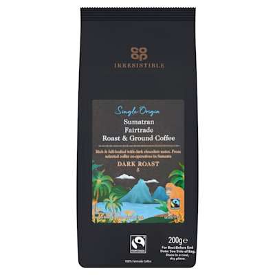 Co-op Irresistible Fairtrade Sumatran Ground Coffee 200g Co-op Irresistible Fairtrade Sumatran Ground Coffee 200g
