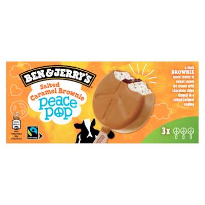 Ben & Jerry's Salted Caramel Brownie Peace Pop 3x80ml Ben & Jerry's Salted Caramel Brownie Peace Pop 3x80ml