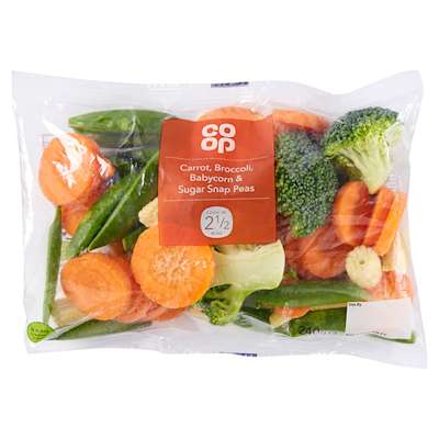 Co-op Broccoli Carrot Babycorn And Sugarsnap Peas 240g Co-op Broccoli Carrot Babycorn And Sugarsnap Peas 240g