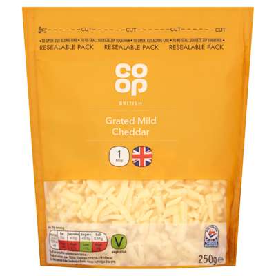 Co-op British Grated Mild Cheddar 250g Co-op British Grated Mild Cheddar 250g