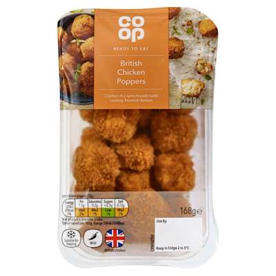 Co-op British Spicy Chicken Poppers 168g Co-op British Spicy Chicken Poppers 168g