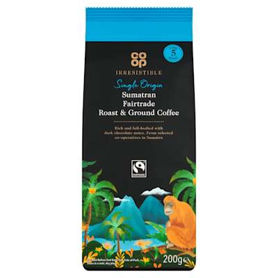 Co-op Irresistible Fairtrade Sumatra R&G Coffee 200G Co-op Irresistible Fairtrade Sumatra R&G Coffee 200G