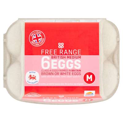 Co-op British Medium Free Range Eggs 6pk Co-op British Medium Free Range Eggs 6pk