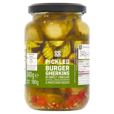 Co-op Crinkle Cut Picked Burger Gherkins 340g Co-op Crinkle Cut Picked Burger Gherkins 340g