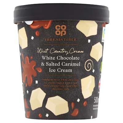Co-op Irresistible White Chocolate & Salted Caramel Ice Cream 500ml Co-op Irresistible White Chocolate & Salted Caramel Ice Cream 500ml