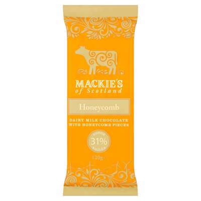 Mackie's Honeycomb Milk Chocolate with Honeycomb Pieces 120g Mackie's Honeycomb Milk Chocolate with Honeycomb Pieces 120g