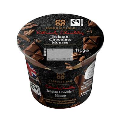 Co-op Irresistible Belgian Chocolate Mousse 110g Co-op Irresistible Belgian Chocolate Mousse 110g