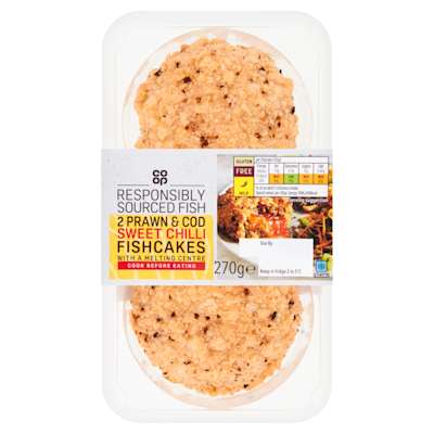 Co-op Prawn and Sweet Chilli Melting Centre Fishcakes 270g Co-op Prawn and Sweet Chilli Melting Centre Fishcakes 270g