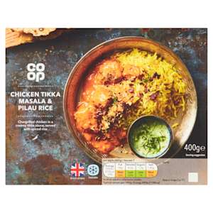 Co-op Chicken Tikka Masala & Pilau Rice 400g Co-op Chicken Tikka Masala & Pilau Rice 400g